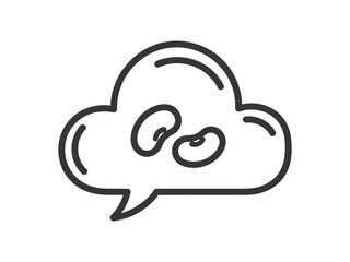 Obraz premium Outline icon of a speech bubble containing two beans, thought or idea concept