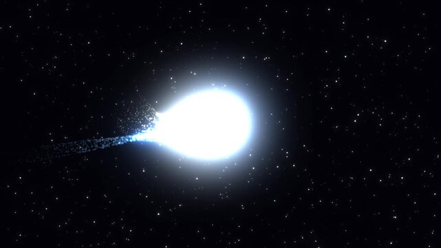 Brilliant Comet Streaking Across Deep Space with Glowing Ice and Dust Tail - 4K Astronomy Space Animation