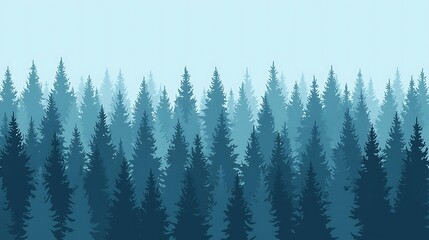 Blue Pine Forest Landscape Illustration