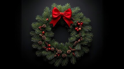 Festive Christmas Wreath With Lights And Berries