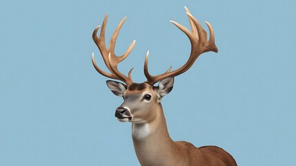 Buck Deer Head With Large Antlers