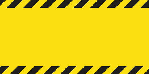 Yellow and black warning tape background vector. Construction safety frame for danger alert, industrial caution, and under maintenance borders. Vector illustration.