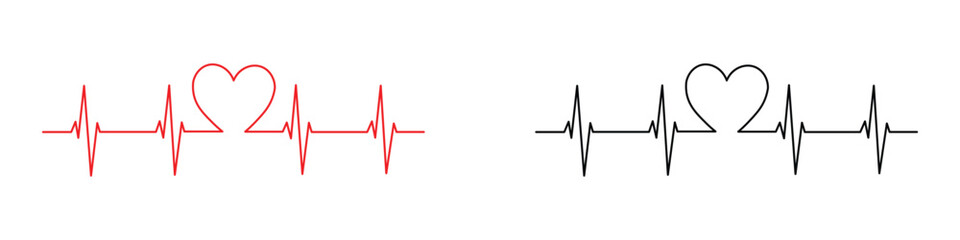 Heartbeat pulse line icon vector. Medical symbol for cardiovascular health, heart rate monitor and clinical diagnostic electrocardiogram set. Vector Illustration. © MdNurul
