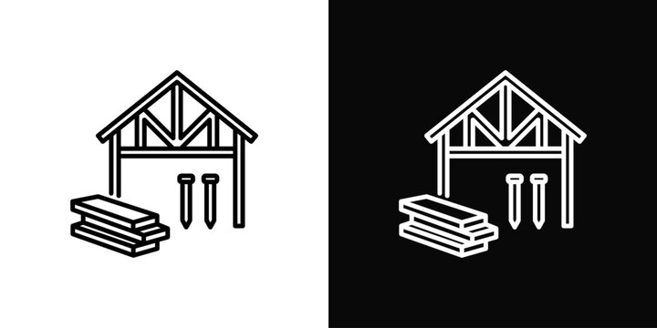 Roof Framing Icon White And Black Background Style