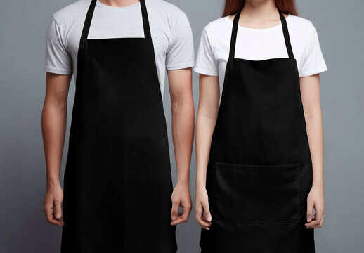 Unisex Black Aprons Mockup PSD