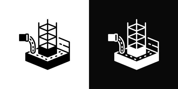 Building Foundation Icon White And Black Background Style