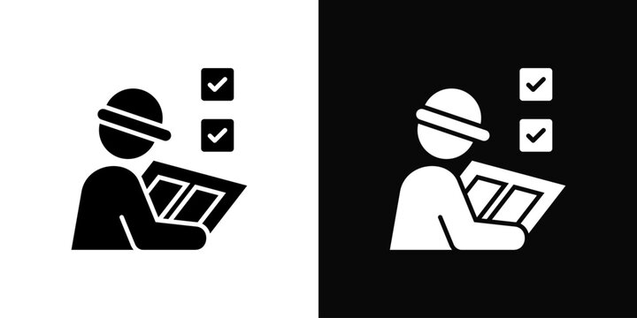 Site Inspection Icon White And Black Background Style
