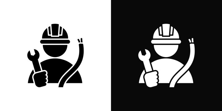 Electrician Icon White And Black Background Style