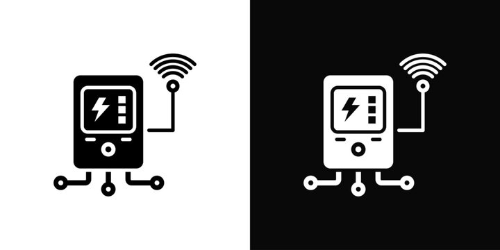 Smart Meter Icon White And Black Background Style
