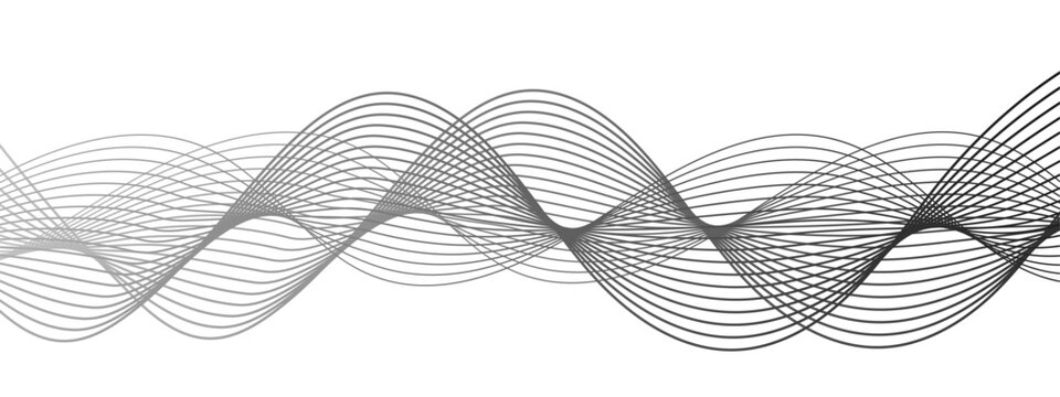 Vector Abstract black and gray sine waves patterns, graphic, modern, and sleek for design elements, technology, audio visualization, representing data flow, and dynamic movement Design