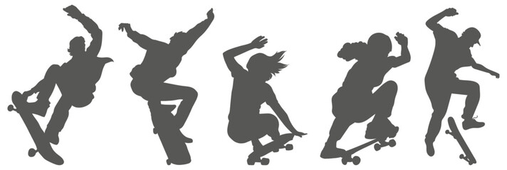 Skateboarder silhouette set performing tricks  © Imran