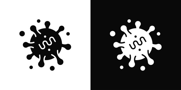RNA Virus Icon White And Black Background Style