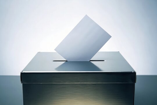 Modern Ballot Box with Paper Vote Representing Democratic Participation