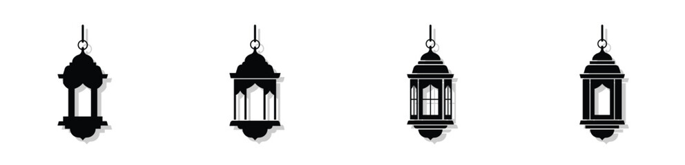 These icons fall under the Flat Vector Silhouette and Pictogram categories. Specifically, they are Cultural/Religious Symbols designed with a minimalist aesthetic