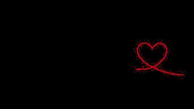 Red Line Heart Animation on Black Background Seamless Loop 4K Motion Graphic