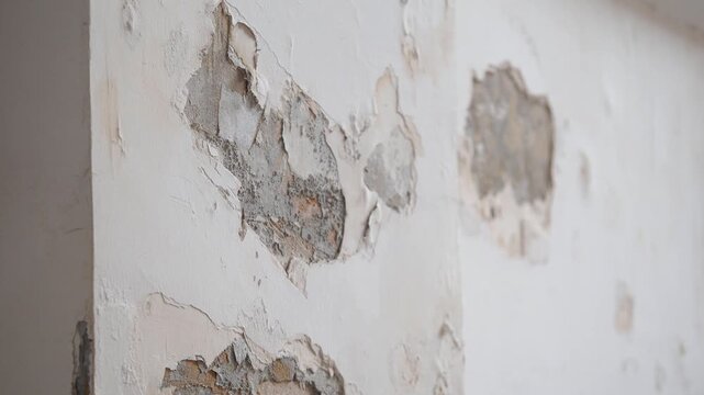 Repairing old walls in a room before renovation work begins