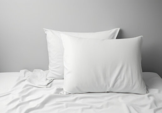 Soft White Pillows Mockup On Bed PSD