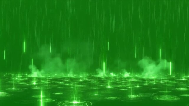 abstract green water flow with bubbles background