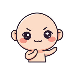 Obraz premium Cute Chibi Bald Boy Character with Determined Expression
