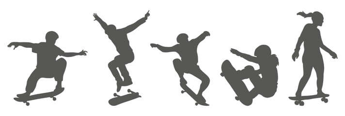 Skateboarder silhouette set performing tricks  © Imran