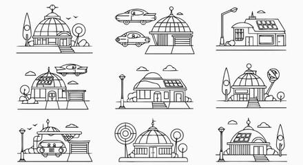 Fototapeta premium Collection of Dome Shaped Building Illustrations.