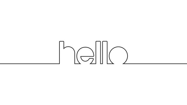 hello continuous one line art year numbers video clip. single one line art hi there text word self hand drawing animation on white black background