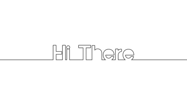 hi there continuous one line art year numbers video clip. single one line art hello there text word self hand drawing animation on white black background