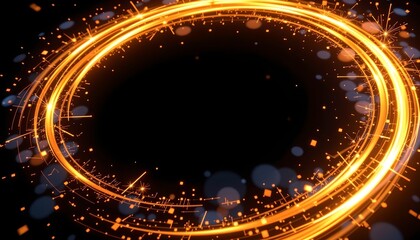 Obraz premium Energetic Golden Energy Ring with Fiery Light Trails