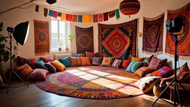 Colorful bohemian living room