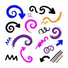 A collection of colorful arrows and swirls
