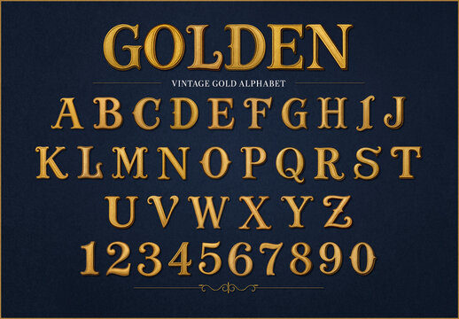 Elegant  Vintage Gold Typography Font Set
