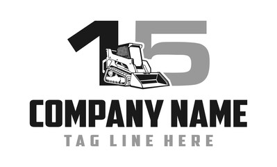 Number 15 Skid steer loader logo vector 