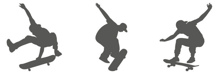 Skateboarder silhouette set performing tricks  © Imran