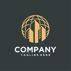Fototapeta premium building logo design with tower, house, and building