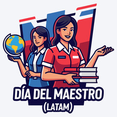 Naklejka premium Happy Teacher's Day Spanish Greeting Card Feliz Dia del Maestro Latam