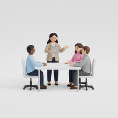 Obraz premium Semi 3D illustration of collaborating teamwork