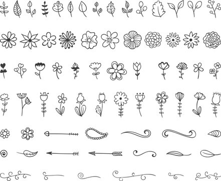 Playful spring flower doodles for social media and blog graphics vector
