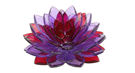 Decorative Glass Lotus Flower, Purple and Red Petals, Isolated