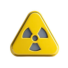 Fototapeta premium Radiological Hazard Warning: A striking yellow triangle warning sign featuring a radiation symbol, instantly alerting to potential dangers in the vicinity.