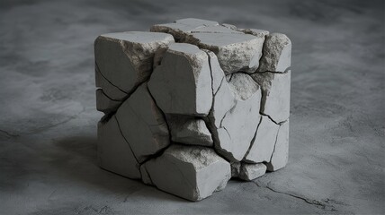Rough Cracked Concrete Cube Texture Center