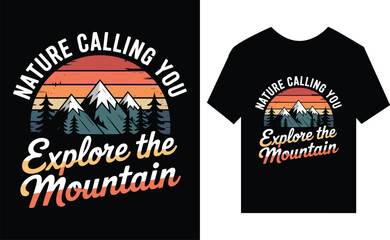 Vintage nature calling explore the mountain retro sunset , adventure, outdoors, travel, hiking,