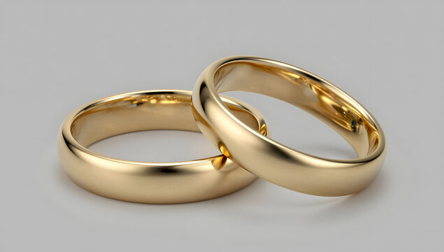 Golden Rings of Promise: A close-up shot of two elegant gold rings, symbolizing eternal love and commitment, intertwined against a soft background.