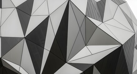 Abstract geometric polygon pattern in white and gray tones forming a modern textured background design.