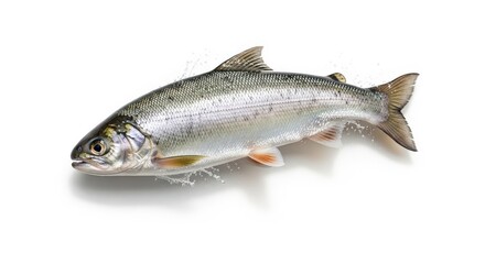 Obraz premium Fresh Trout Fish Isolated White.