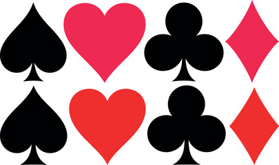 A set of colorful playing card suits arranged in a grid pattern on a white background