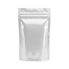 A close-up view of a shiny, reflective, and empty plastic bag pouch. isolated on transparent background