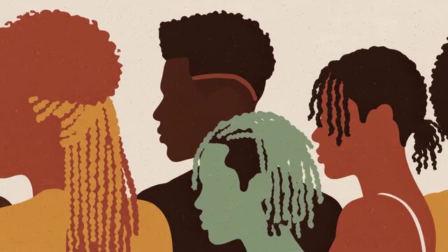 Diverse group of Black people profiles with various hairstyles