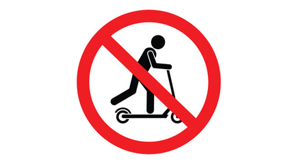 Mandatory prohibition sign indicating electric scooter riding is strictly forbidden in this area