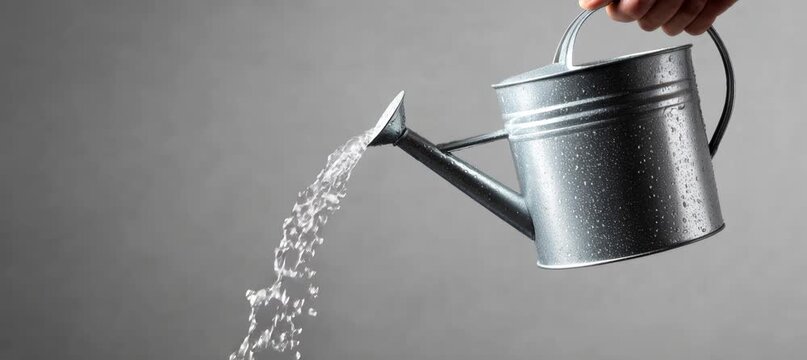 Old tyle steel watering can. Generative video AI technology.