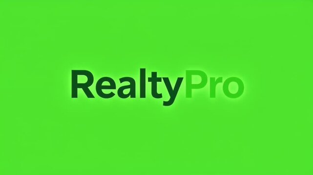 Green RealtyPro logo with bold text on a bright lime gradient background, modern and clean branding design.